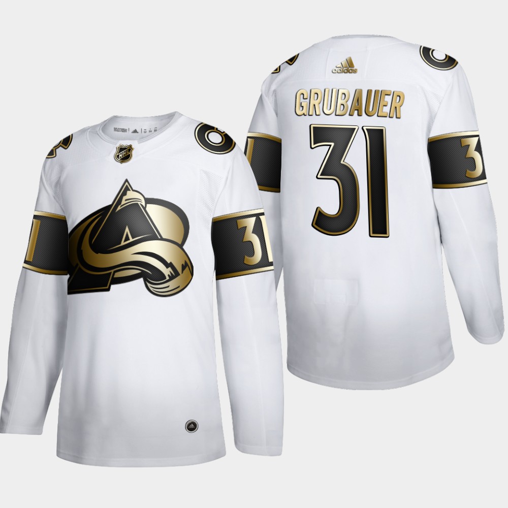 Colorado Avalanche 31 Philipp Grubauer Men Adidas White Golden Edition Limited Stitched NHL Jersey